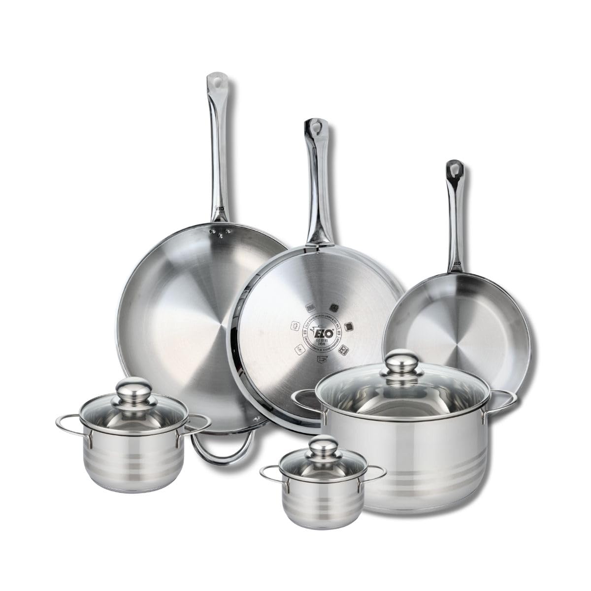 Elo Batterie cuisine 3 poêles 24/28/32 cm et 3 faitouts 12/14/24 cm