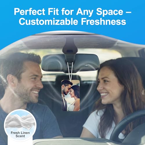 Image of Instafreshener Custom Hanging Air Freshener | Rounded Rectangle Horizontal | Custom Air Fresheners with Picture or Text for Car, Closet, Bathroom, Locker & Office Decor
