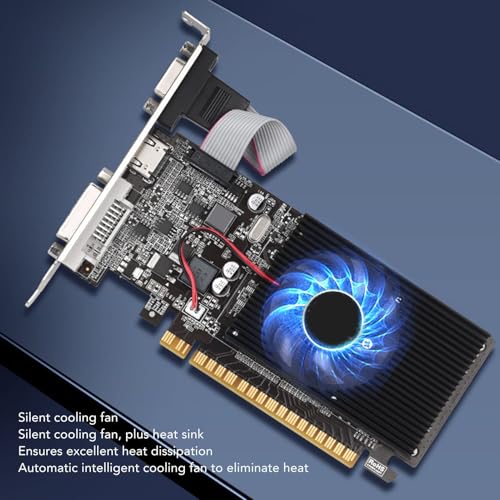 Scheda Grafica 1G DDR3, Scheda Grafica di Gioco GDDR3 da 1 GB a 64 Bit 589 MHz con HD DVI VGA, Scheda Video per Ufficio di Gioco per Computer Desktop - Scheda video - Immagine 2
