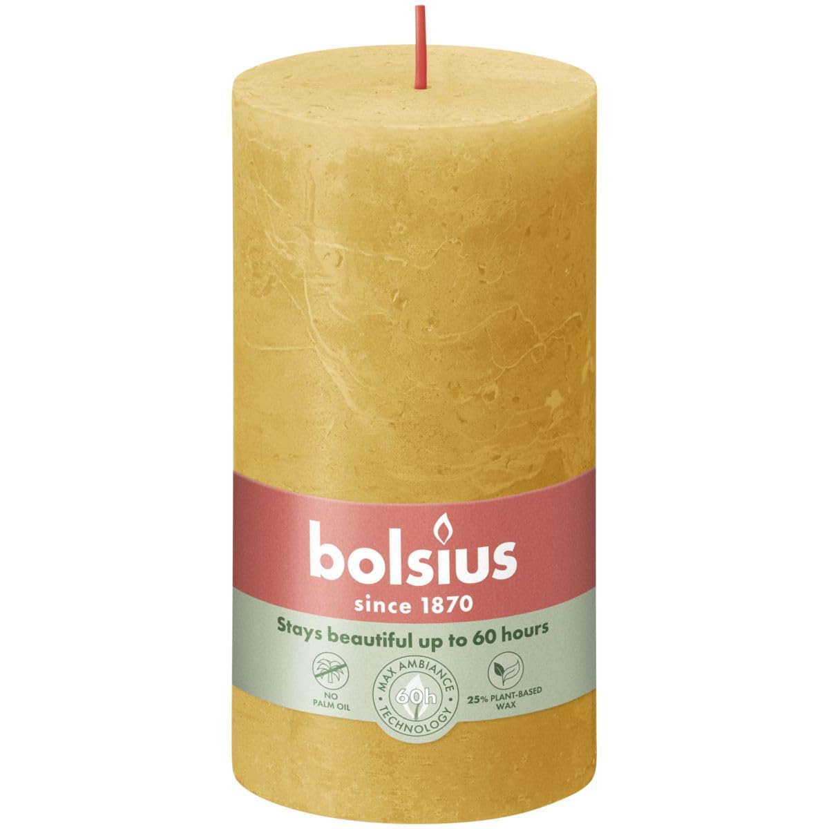 Bolsius Pillar candle Honeycomb Yellow Ø68 mm - Height 13 cm - Yellow - 60 hours