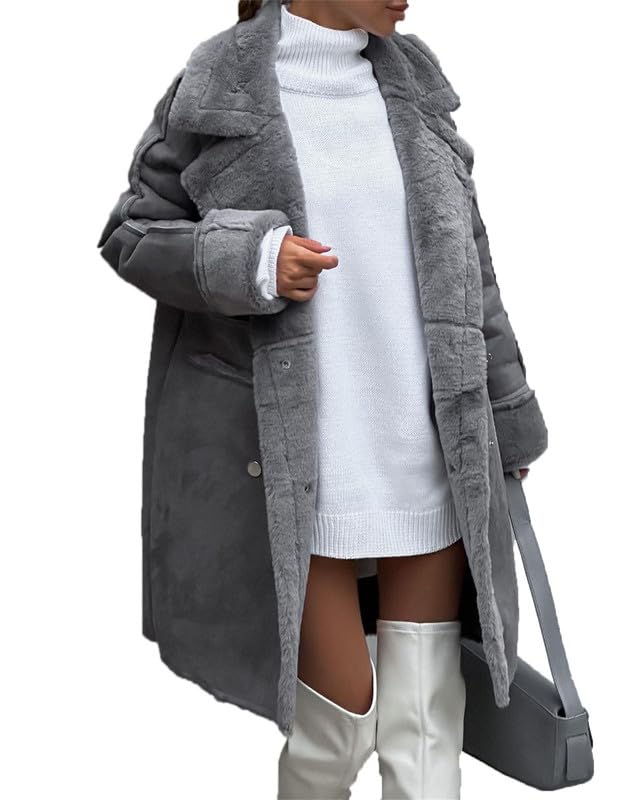 Liu Jo Double-breasted lammy coat van imitatiesuède met teddy voering