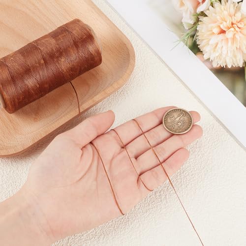 Hilo encerado plano marrón para costura de cuero 260m miniatura 3