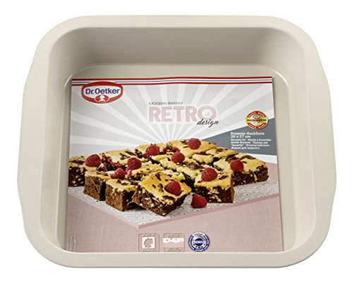 Dr. Oetker Brownie-Backform, Schokoladenkuchenform aus der Serie "Modern Baking - Retro Design" mit zweifarbiger, keramisch verstärkter Premium-Antihaftbeschichtung (Farbe: Rosa/Creme), Menge: 1 Stück - Image 5
