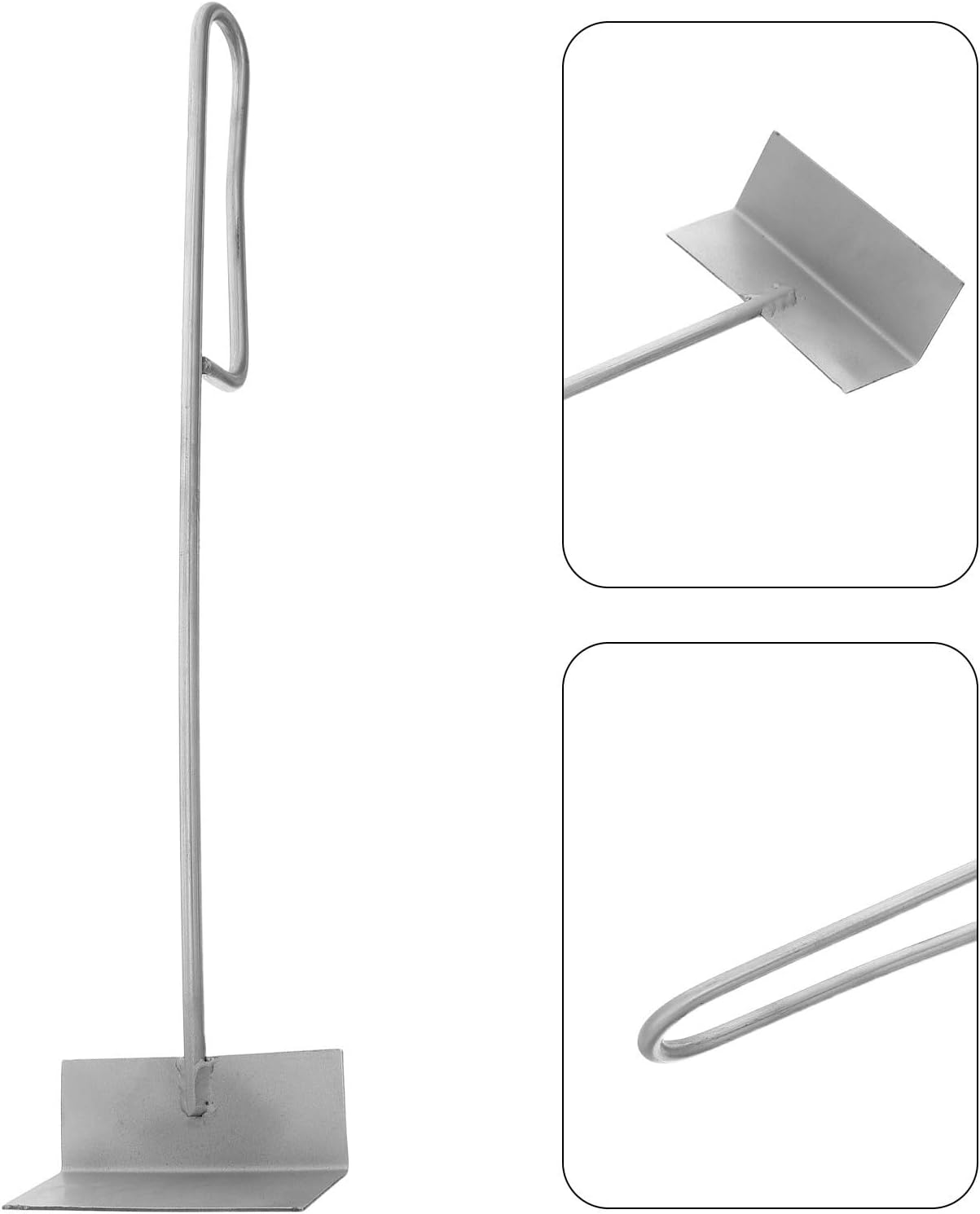 Fireplace Ash Shovel Curved Blade with Long Handle, Stainless Steel