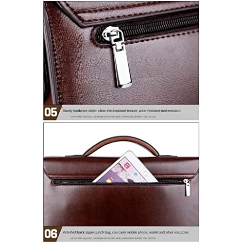 Male Handbags Pu Leather Men's Tote Briefcase Business Shoulder Bag for Men Laptop Bags (Color : Black, Size : 38x29x8cm) 7