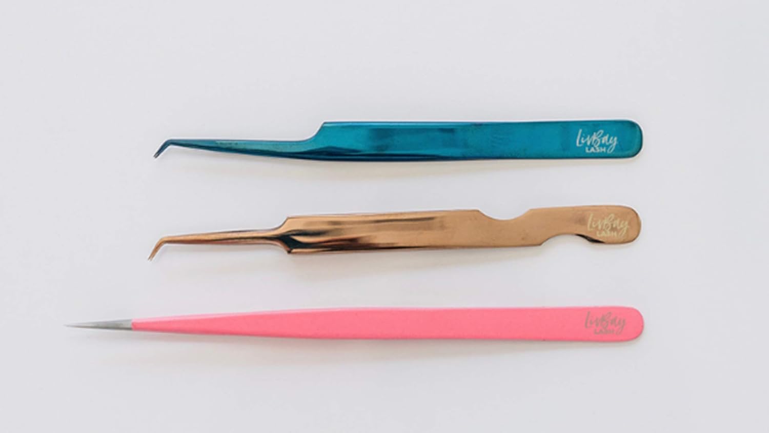 LivBay Lash - Blue Magic Eyelash Stainless Steel Tweezer for Volume Lash Extensions | Curved Tip | False Lash Applicator Tool (Professional Use Only)
