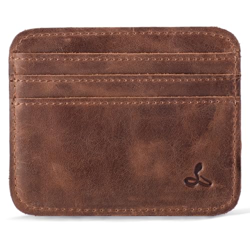 Snakehive - Card Wallet for Men and Women - Minimalist Style Genuine Leather Slim Card Holder Handmade in Europe (Brown)2