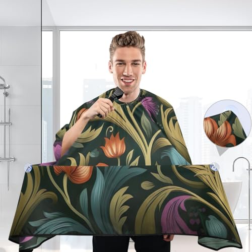 Capa Profesional para Corte de Cabello Impermeable Verde Oscuro con Diseño Floral y Cierre Ajustable de Broche para Peluquería y Estilismo miniatura 6