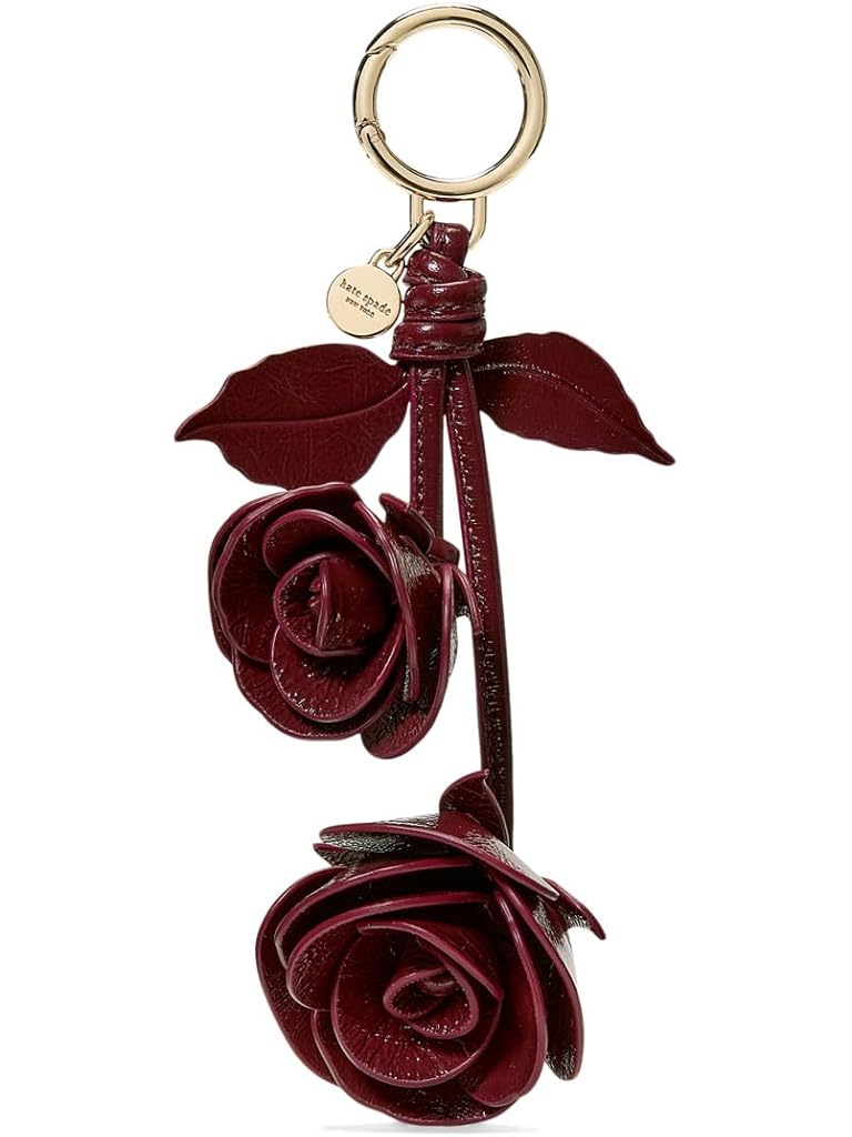 Red Kate Spade New York Charmed Crinkle Patent Leather Stacked Rose Bag Charm