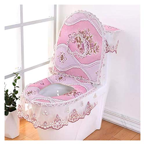 Toile Sitzbezug Pads 3 Stück/Set WC Matten-Set Europäische Spitze WC Sitz Kissen Haushalt Universal Toilettensitz…