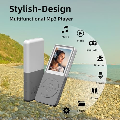 CONODO MP3 Player with Bluetooth 5.3,Portable Music Player with 1.8" LCD Screen, HiFi Sound,FM Radio,Voice Recorder,Up to 128GB SD Card Support,Digital Audio Player for Running,Travel,Grey 32GB — view 2