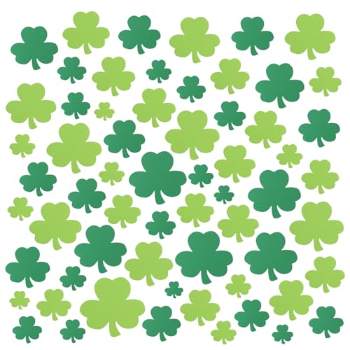 168Pcs St Patricks Day Decorations Pre-Cut Shamrock Cutouts Bulletin Board Decor Lucky Green Irish Clover Shapes for School Classroom Home Office Decorations 7 Sizes