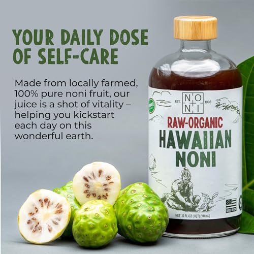 healing noni - 4-pack glass bottle 32oz - hawaiian sparkling raw organic juice - all-natural unsweetened fresh fruit - farm direct