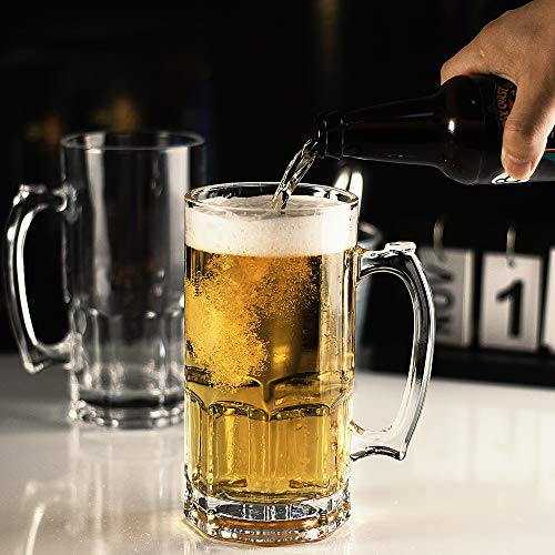 35 Oz Beer Mugs,Heavy Large Beer Glasses With Handle,Classic Beer Mug Glasses,Style Extra Large Glass Beer Stein Super Mug #TOP3