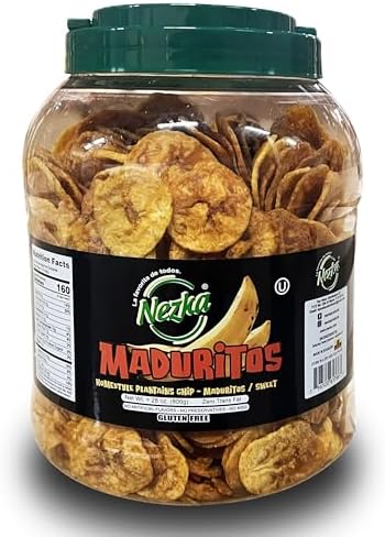 Nezka Sweet Plantain Chips - Delicious Crunchy Snacks and Side Dish - Jar of 28 oz