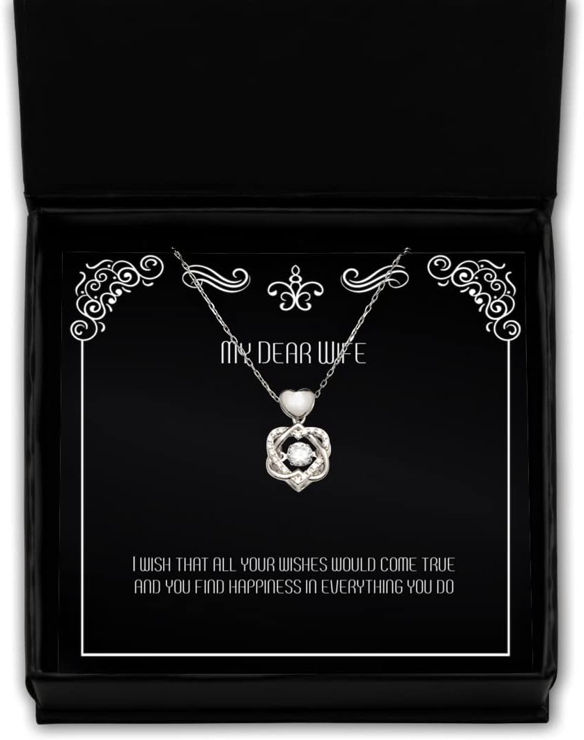 Krumfortable Living Inappropriate Wife, I Wish That All Your Wishes Would Come True and You find, Love Holiday Heart Knot Silver Necklace from Wife