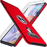 JAME Invisible Ring Stand for LG Stylo 6 Case with Screen Protector [2 pcs], Slim Fit Silicone Cases Shockproof Protective Case Phone Cover with Kickstand Car Mount Ring for Women Men, 6.8' (Red)