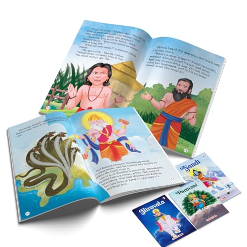 Image of Story Books for Kids - Nandi, Mooshika, Sheshnag, Airvata, Paravani (Set of 5 Books) (Illustrated) - Gods Vehicles - Mythology Stories for Children - - Read Aloud to Infants, Toddlers - Age 3+