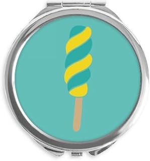 Yellow Green Spiral Sweet Ice Hand Compact Mirror Round Portable Pocket Glass