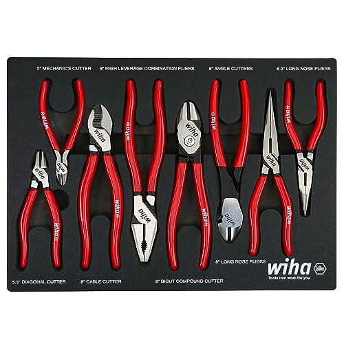 Image of Wiha 34682 8 Piece Classic Grip Pliers and Cutters Tray Set