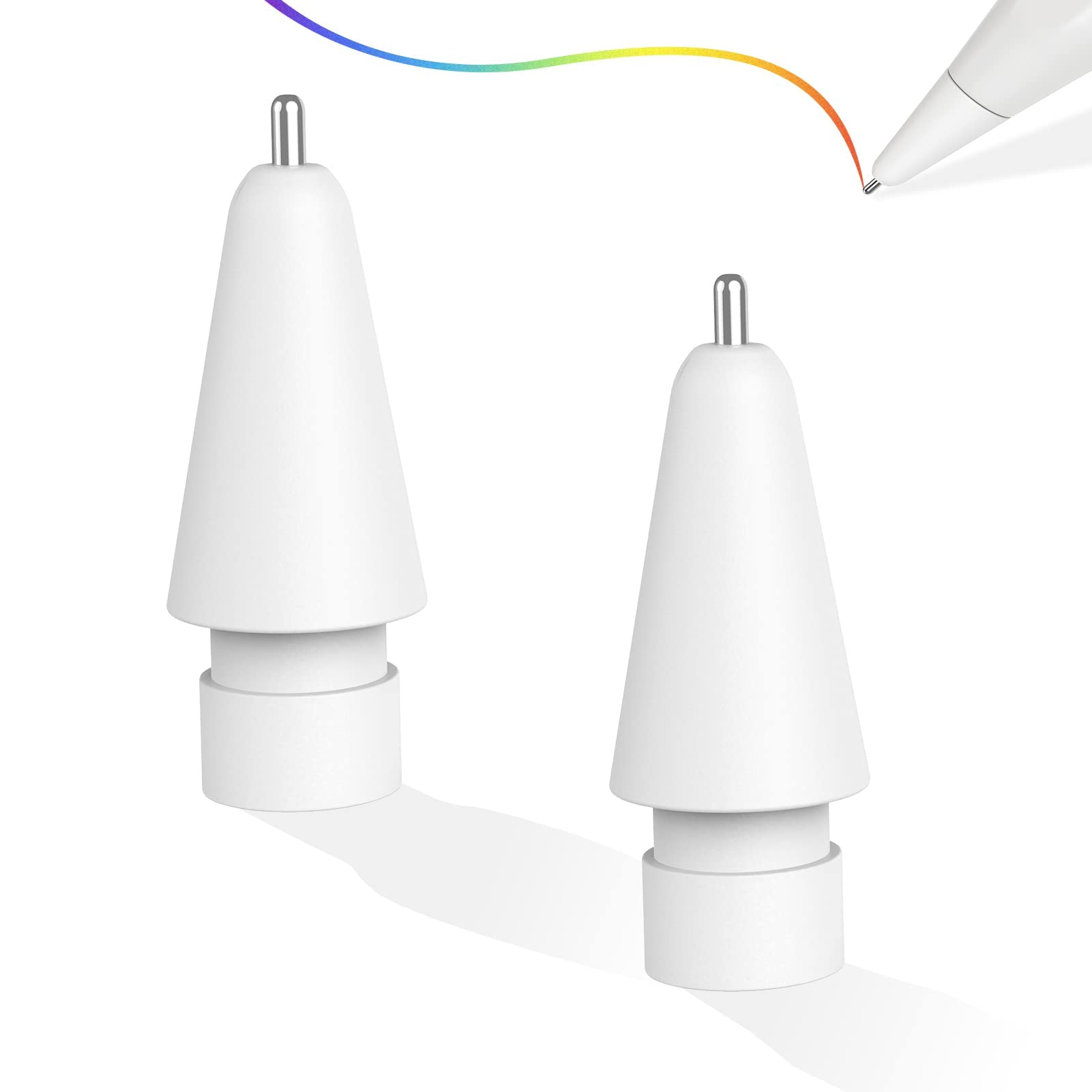Excefore Replacement Tips for Apple Pencil 1st/2nd Generation, Upgraded Longer Fine Point High Sensitive Pen Like Pencil Nib, No Wear Out Noiseless Precise Control Stylus Tip for iPad Pro Pencil
