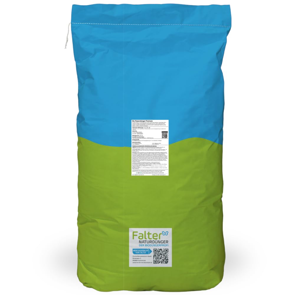 Falter BIO Rasendünger Premium 20 kg | Organischer NPK-Dünger | Biodünger für Rasen, Bäume, Sträucher, Hecken, Koniferen und Rosen. Unbedenklich für Mensch und Tier