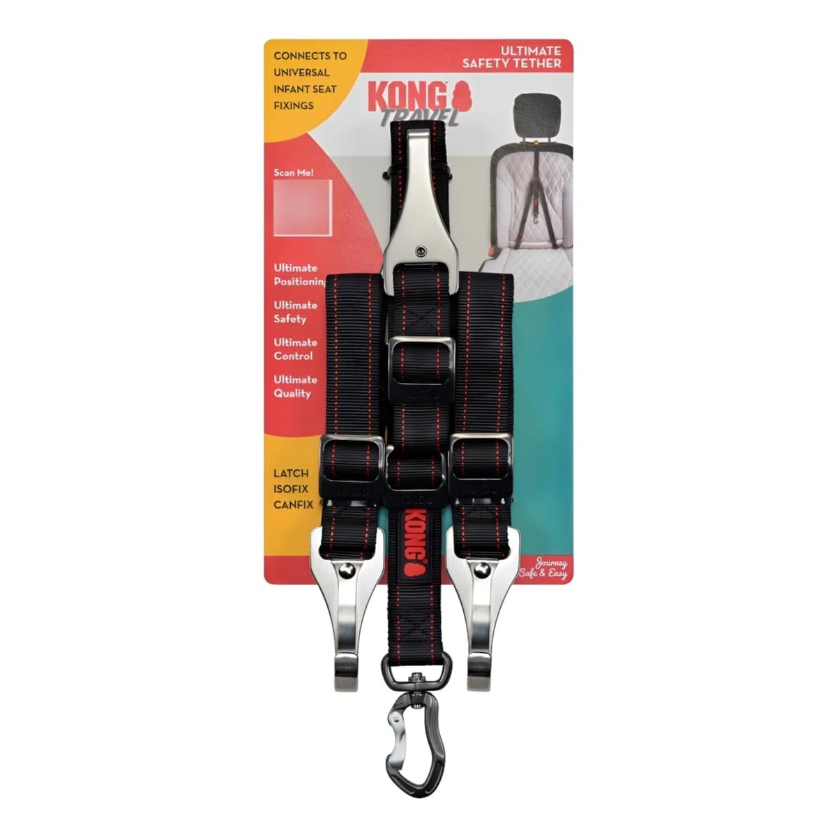 KONG Ultimate Safety Tether for Dogs - Red, Adjustable, Compatible with Universal Infant Seat Fittings, Superior Control and Ultimate Safety