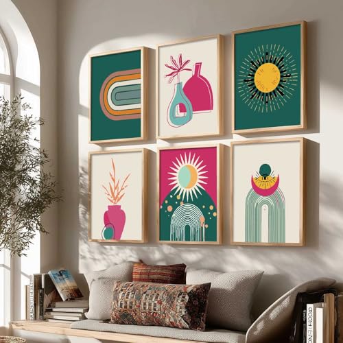 Image of kotart Minimal Boho Paintings with Frame for Home Decor - Painting for Wall Decoration - Pack of 6 (19x25 inch)