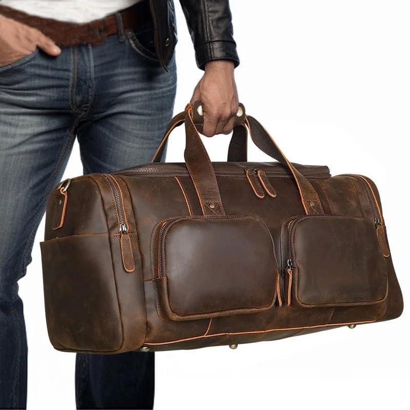 Extra Large Men's Travel Bag Leather Big Travel Duffel Male Weekend Luggage Shoulder Bag Handbag3