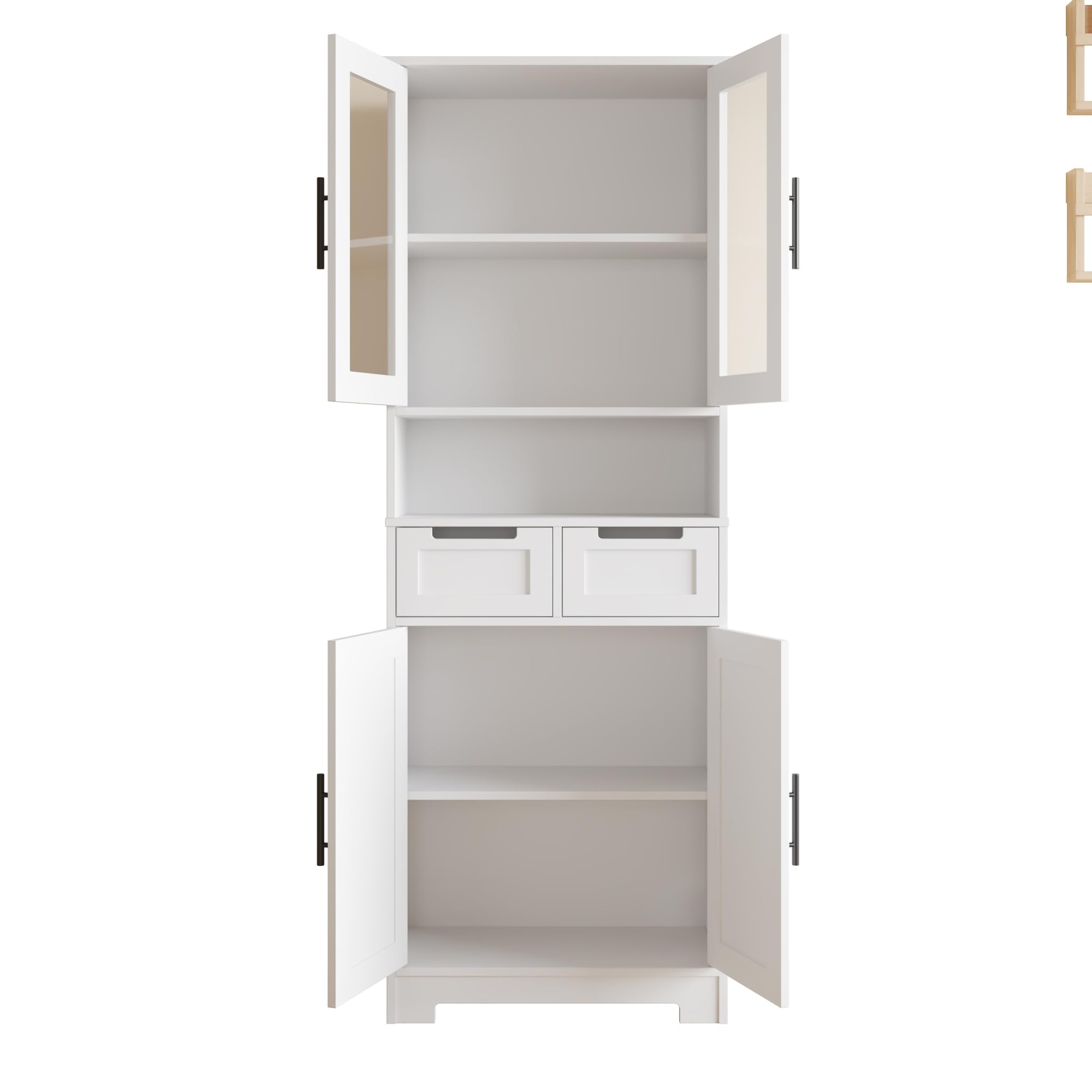 LEADZM Meuble Cuisine Rangement，Buffet Cuisine avec 4 Portes et 2 Tiroirs | Meuble de Rangement Cuisine，Grande Capacité pour Salon，Chambre ou Bureau - 60 x 30 x 170 cm (4 Portes)