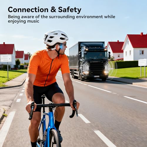 Image of Bone Conduction Headphones, Bluetooth 6.0 Open Ear Headphones with Mic, Type-C Quick Charge, Long Battery Life, IPX5 Sweatproof, Lightweight Comfortable for Gym, Sports, and Driving(Beige Orange)