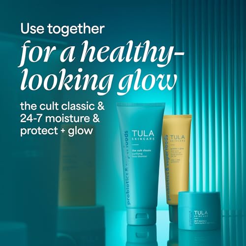 Image of TULA Skin Care Protect + Glow Daily Sunscreen - Gel, Broad Spectrum SPF 30, Skincare-First, Non-Greasy, Non-Comedogenic and Reef-Safe with Pollution and Blue Light Protection, Regular, 1.7 fl oz.