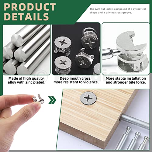Keadic 100 Pcs 4 Sizes Furniture Connecting Cam Lock Fittings Assortment Kit - Image 4