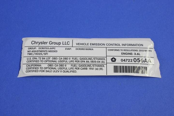 Mopar 52014654AA - Vehicle Emission Control Information Label