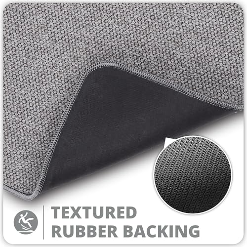 Bath Mat,Ultra Thin Bathroom Rugs,Rubber Bath Mats for Bathroom,No Slip Bath Rugs,Quick Dry,Machine Washable,Low Pile,Absorbent,Shower Outside,Sink,Home Decor Accessories.Grey,1'5"x2'3"(2 Pack)