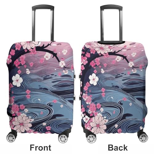 Travel Luggage Cover Elastic Suitcase Protector Anti-Scratch Washable Flower Japanese Style Luggage Sleeve Tsa Approved Carry on Covers Baggage Cover Fits 18-32 Inch Luggages3