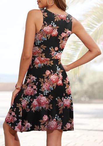 Image of Womens Wrap V Neck Sleeveless Sundress Summer Flare Tank Dress