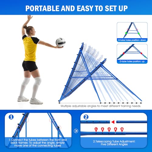 Image of Volleyball Baseball Rebounder Net, Softball Rebounder Pitchback Net Quick Adjustments, Quick Adjustments Lacrosse Bounce Back Practice Equipment, Ideal for Outdoor Indoor and Backyard Training