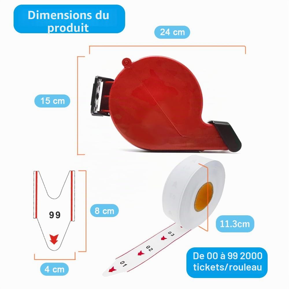 Distributeur de tickets avec Rouleau attente (2 Chiffres/00-99) | Machine Tickets pour Gestion de File