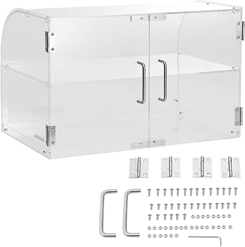 Miniatura 9 de VEVOR Estuche de exhibición de pastelería, 2 niveles, vitrina comercial de panadería, caja de exhibición de acrílico con acceso a la puerta trasera
