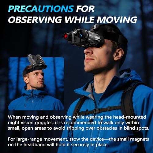 Dsoon Night Vision Goggles, Upgraded Rechargeable Head-Mounted Night Vision Binoculars with Infrared, Hands Free, Tactical Flashlight, 1312FT, 8X Digital Zoom - Thumbnail 3
