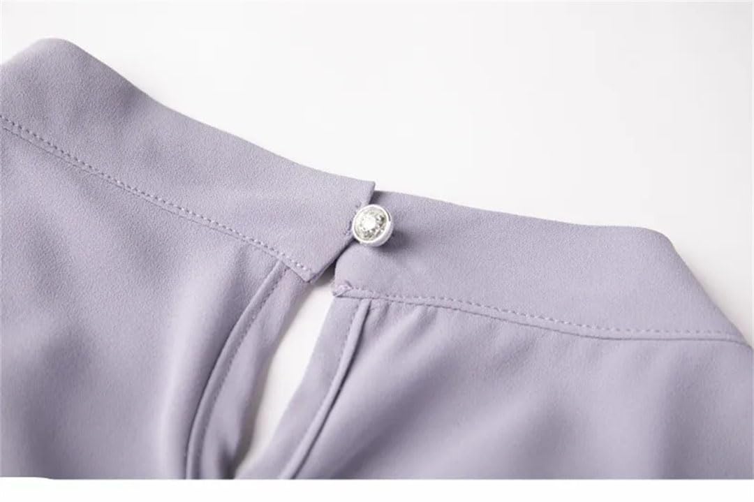 Blusa de gasa para mujer, manga larga, color liso, holgada, elegante