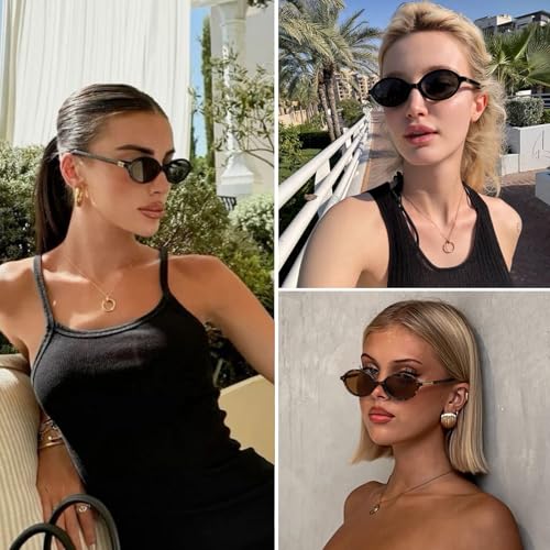 Retro Oval Sunglasses for Women Vintage 90s Y2K Trendy Designer Sun Glasses3