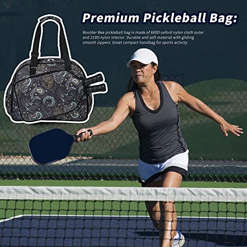Image of Boulder Bee Pickleball Bags, Premium Pickleball Tote Bag for Girls, Women's Hand /Shoulder Gym Bag w Water Bottle Holder, with Pickleball Racquet /Paddle Holder