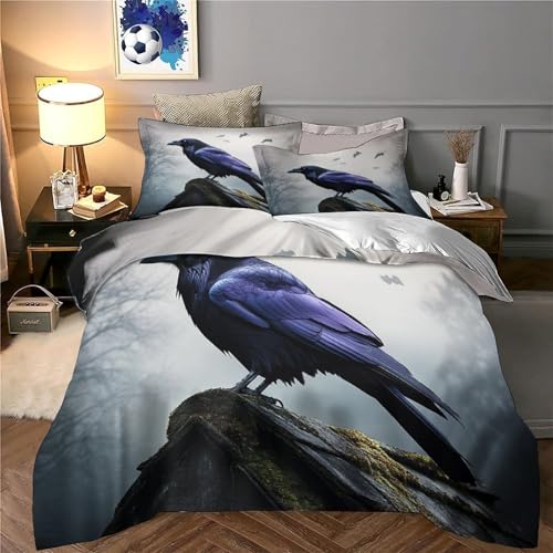 Housse de couette corbeau lit 220x240cm fermeture éclair invisible - 6