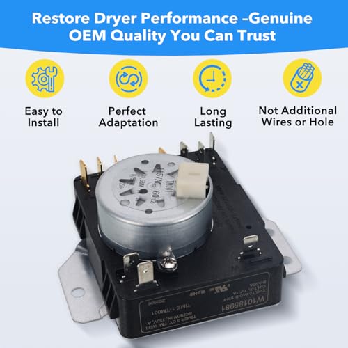 Image of W10185981 WPW10185981 Dryer Timer Replacement, Genuine OEM Quality, Replaces 418-095-20-B5, AP6016540, PS11749830, EAP11749830, 1481704, Fits Whirlpool, Kenmore, Crosley, Maytag Dryers