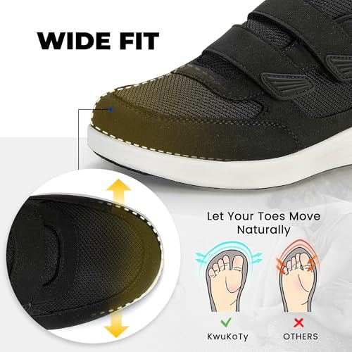 Image of Diabetic Orthopedic Walking Shoes Wide Toe Adjustable Men Women | 3-Layer Adjustable Insole, Custom Fit as Feet Change, Hook & Loop Easy On-Off, Air Cushion Non-Slip, for Sensitive Feet