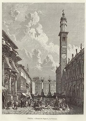 Cuadro en lienzo de Gustave Baauernfeind Piazza Dei Signori Vicenza impresión alta definición
