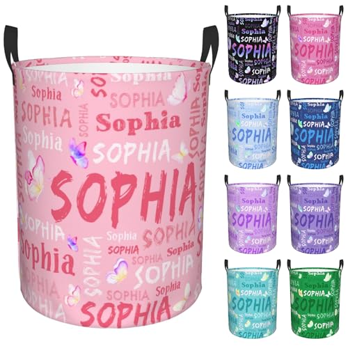 Image of Custom Name Laundry Hamper, Personalized Laundry Basket with Name for Boys Girls Kids Men Women, Customized Name Dirty Clothes Basket Gifts for Clothes Toy Bathroom Bedroom Laundry Room Dorm