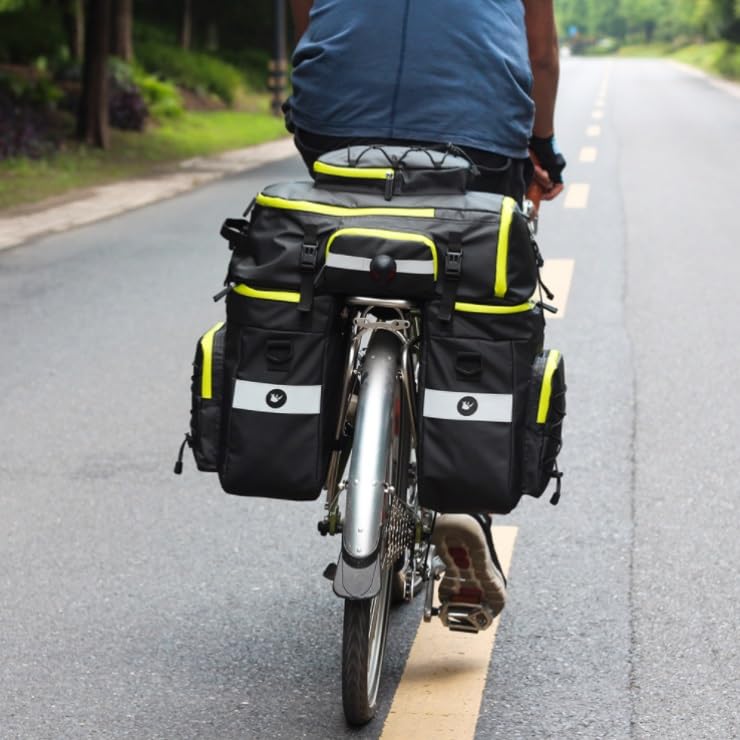 3-in-1 Fahrradtasche Multifunktional Wasserdicht Fahrradtaschen für Gepäckträger Hohe Kapazität Fahrrad Taschen Hinten Gepäckträger, Rucksack und Umhängetasche mit Regenschutz